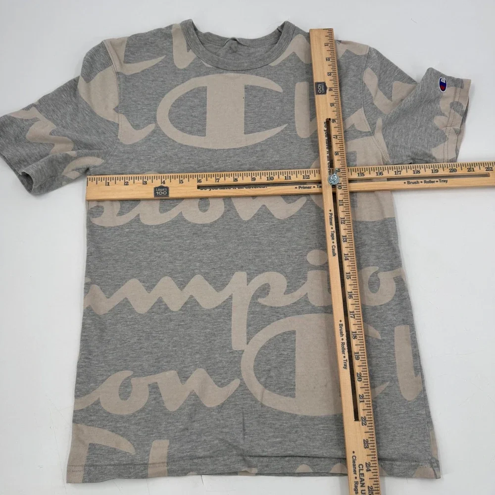 Champion Mens All Over Print T Shirt Crew Neck Short Sleeve Gray Small - Picture 4 of 8